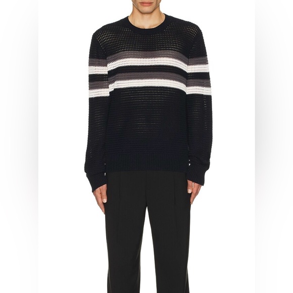 Vince Other - Vince Men’s Crochet Chest Stripe Crewneck Sweater in Coastal Combo